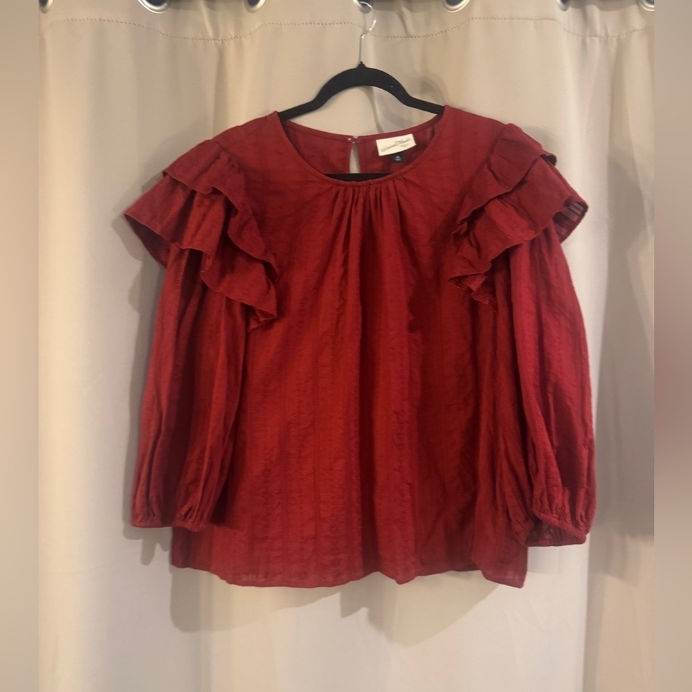 Women’s Universal Thread  Red Ruffle Blouse